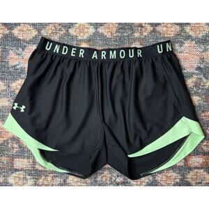 Under Armour Women's XL Play Up Shorts Black Mint Green Running Athletic Logo